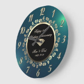 Gouden diamiet swirls, groene 50ste verjaardag grote klok (Hoek)