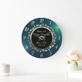 Gouden diamiet swirls, groene 50ste verjaardag grote klok (Huis)