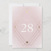 Gouden Diamond Roze Deco Gatsby 5 x 7 Tafelnummer (Voorkant)