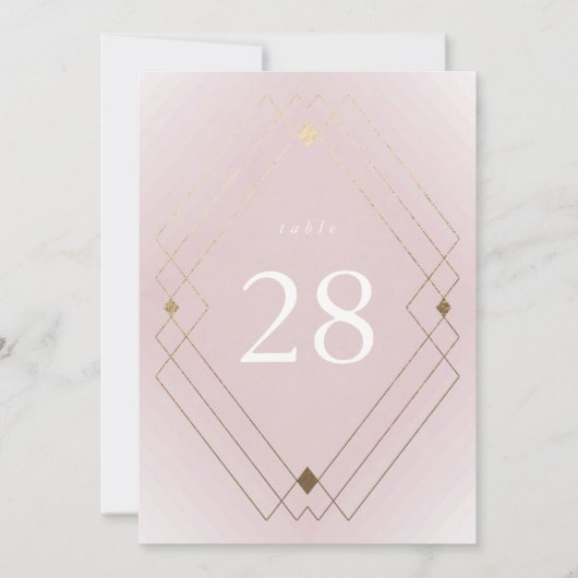 Gouden Diamond Roze Deco Gatsby 5 x 7 Tafelnummer (Voorkant)