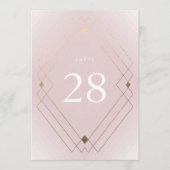 Gouden Diamond Roze Deco Gatsby 5 x 7 Tafelnummer (Voorkant)