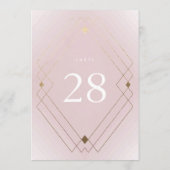 Gouden Diamond Roze Deco Gatsby 5 x 7 Tafelnummer (Achterkant)