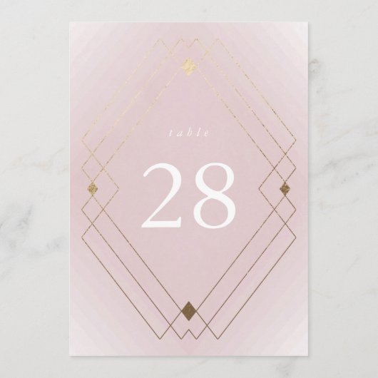 Gouden Diamond Roze Deco Gatsby 5 x 7 Tafelnummer (Achterkant)