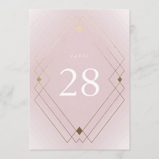 Gouden Diamond Roze Deco Gatsby 5 x 7 Tafelnummer (Voorkant)