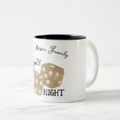 Gouden Dice Bunco nacht aangepaste naam Tweekleurige Koffiemok (Voorkant rechts)