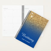 Gouden diepblauwe glitters ombre gepersonaliseerd planner (Display)