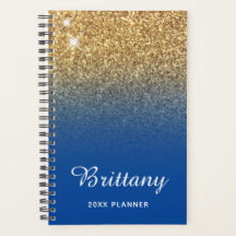 Gouden diepblauwe glitters ombre gepersonaliseerd