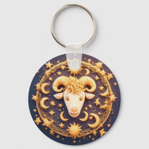 Gouden Dierenriem Ram Symbool Sleutelhanger