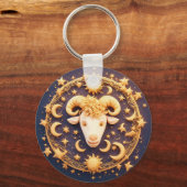 Gouden Dierenriem Ram Symbool Sleutelhanger (Voorkant)