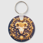 Gouden Dierenriem Ram Symbool Sleutelhanger (Achterkant)