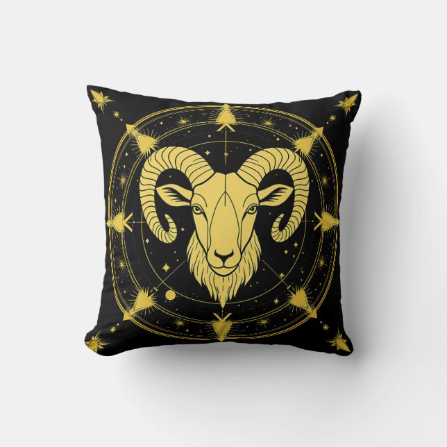 Gouden Dierenriemsymbool van Ram Kussen (Voorkant)
