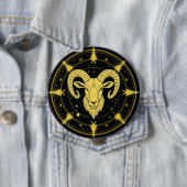 Gouden Dierenriemsymbool van Ram Ronde Button 4,0 Cm (In situ)