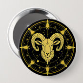 Gouden Dierenriemsymbool van Ram Ronde Button 4,0 Cm (Voorkant /achterkant)
