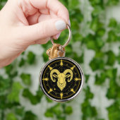 Gouden Dierenriemsymbool van Ram Sleutelhanger (Hand)