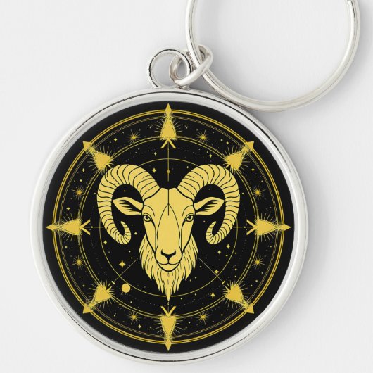 Gouden Dierenriemsymbool van Ram Sleutelhanger (Voorkant)