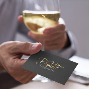 Gouden digitale fotografie logo moderne typografie visitekaartje