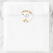 Gouden Dino Roze Bloem Dank u Sticker (Tas)