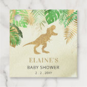 Gouden Dinosaurus Baby shower Bedankt Bedankjes Labels (Voorkant)