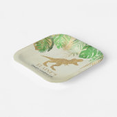 Gouden Dinosaurus Baby shower Bedankt Papieren Bordje (Gebogen)