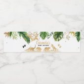 Gouden dinosaurus Baby shower Waterfles Etiket (Enkel label)