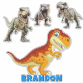 Gouden dinosaurus persoonlijke naam sticker (Voorkant)