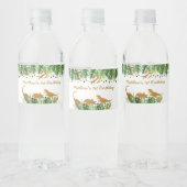 Gouden Dinosaurus Safari Verjaardag Waterfles Etiket (Flessen)