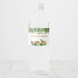 Gouden Dinosaurus Safari Verjaardag Waterfles Etiket