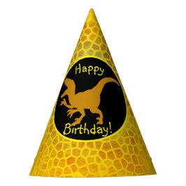 Gouden dinosaurus Verberg Gelukkige Verjaardag! Feesthoedjes