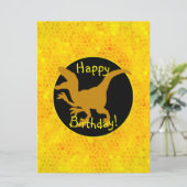 Gouden dinosaurus Verberg Gelukkige Verjaardag! Kaart (Staand voorkant)