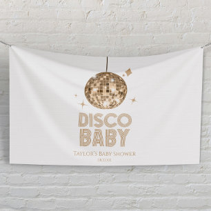 Gouden Disco Bal 'Disco Baby' Baby Shower Spandoek