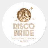 Gouden Disco Bal Disco Bruid Bruidsfeest Ronde Sticker (Voorkant)
