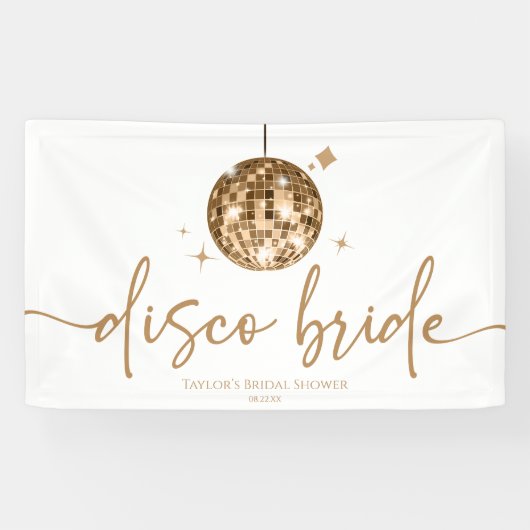 Gouden Disco Bal Disco Bruid Bruiloft Feest Spandoek (Horizontaal)
