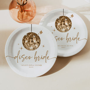 Gouden Disco Bal Disco Bruid Bruiloft Papieren Bordje