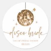 Gouden Disco Bal Disco Bruid Bruiloft Ronde Sticker (Voorkant)