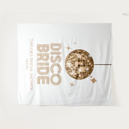 Gouden Disco Bal Disco Bruid Bruiloft Wandkleed (Voorkant (horizontaal))