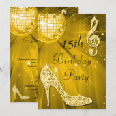 Gouden Disco Bal en Hakken 45e Verjaardag Kaart (Voorkant / Achterkant)