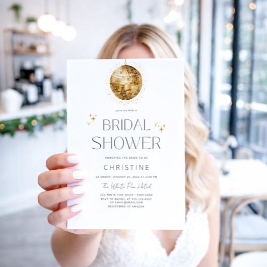 Gouden Disco Bal Glitter Bruidsfeest Kaart