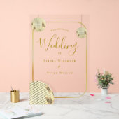 Gouden Disco Bal Huwelijk Welkom Acryl Bord (Huwelijk)