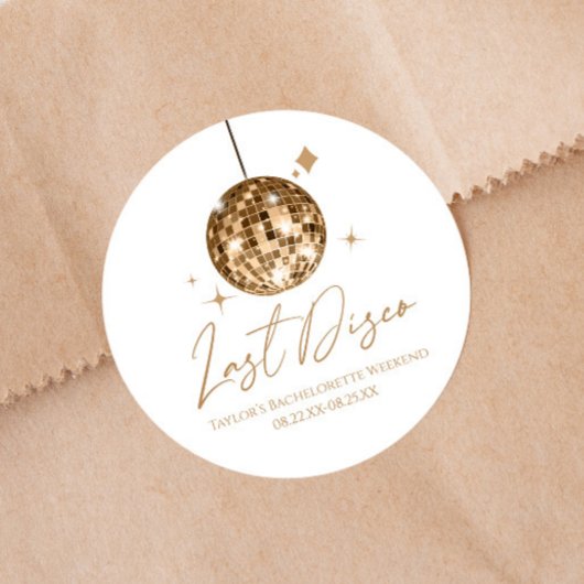 Gouden Disco Bal Laatste Disco Bachelorette Feest Ronde Sticker