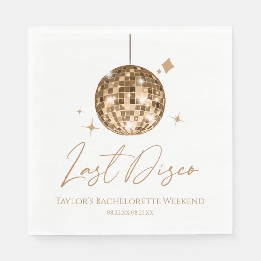 Gouden Disco Bal Laatste Disco Bachelorette Feest Servet (Voorkant)