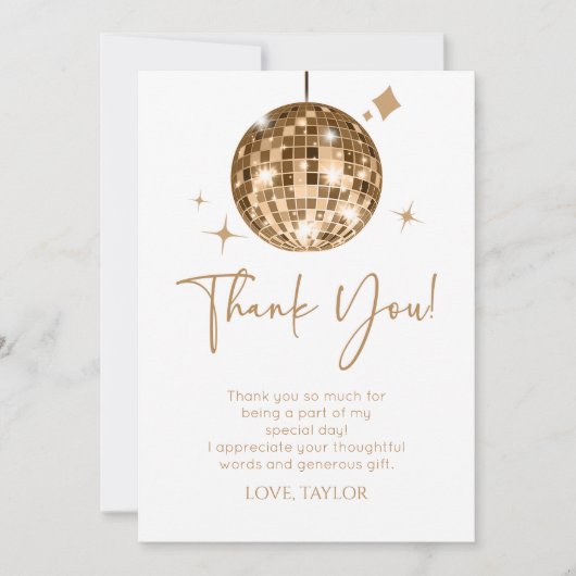 Gouden Disco Bal Laten we Disco Verjaardagsfeestje Bedankkaart (Voorkant)