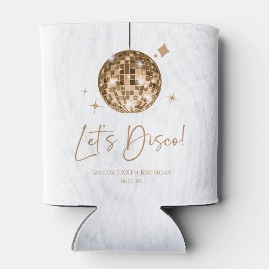 Gouden Disco Bal Laten we Disco Verjaardagsfeestje Blikjeskoeler (Achterkant)