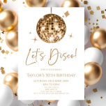 Gouden Disco Bal Laten we Disco Verjaardagsfeestje Kaart<br><div class="desc">Dit is een gouden Disco Ball Let's Disco Verjaardagsfeestuitnodiging!</div>