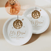 Gouden Disco Bal Laten we Disco Verjaardagsfeestje Papieren Bordje