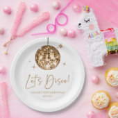 Gouden Disco Bal Laten we Disco Verjaardagsfeestje Papieren Bordje (Feest)