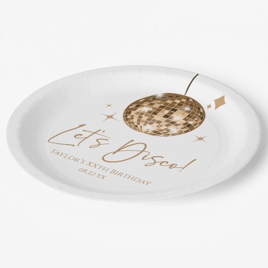 Gouden Disco Bal Laten we Disco Verjaardagsfeestje Papieren Bordje (Gekanteld)