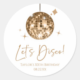 Gouden Disco Bal Laten we Disco Verjaardagsfeestje Ronde Sticker