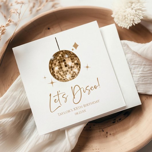 Gouden Disco Bal Laten we Disco Verjaardagsfeestje Servet