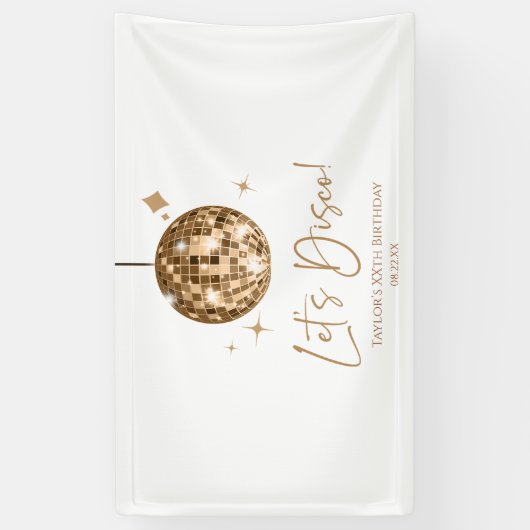 Gouden Disco Bal Laten we Disco Verjaardagsfeestje Spandoek (Verticaal)