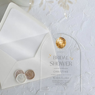 Gouden Disco Bal Sparkle Bruidsfeest Acryl Uitnodigingen